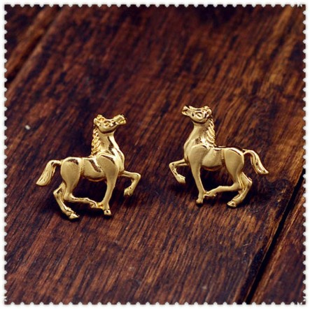 Gold Horse Stud Earrings